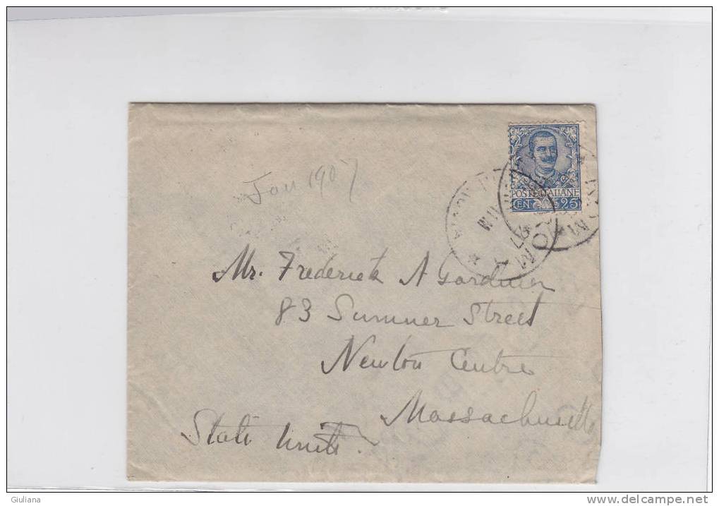Italia Regno - Lettera Viaggiata Da Roma A Stati Uniti 1907 - Storia Postale (Posta Aerea)