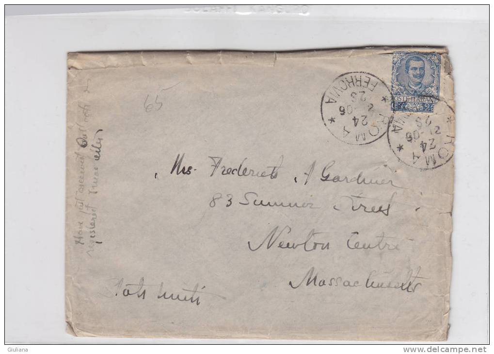 Italia Regno - Lettera Viaggiata Da Roma A Stati Uniti1906 - Marcophilia (AirAirplanes)