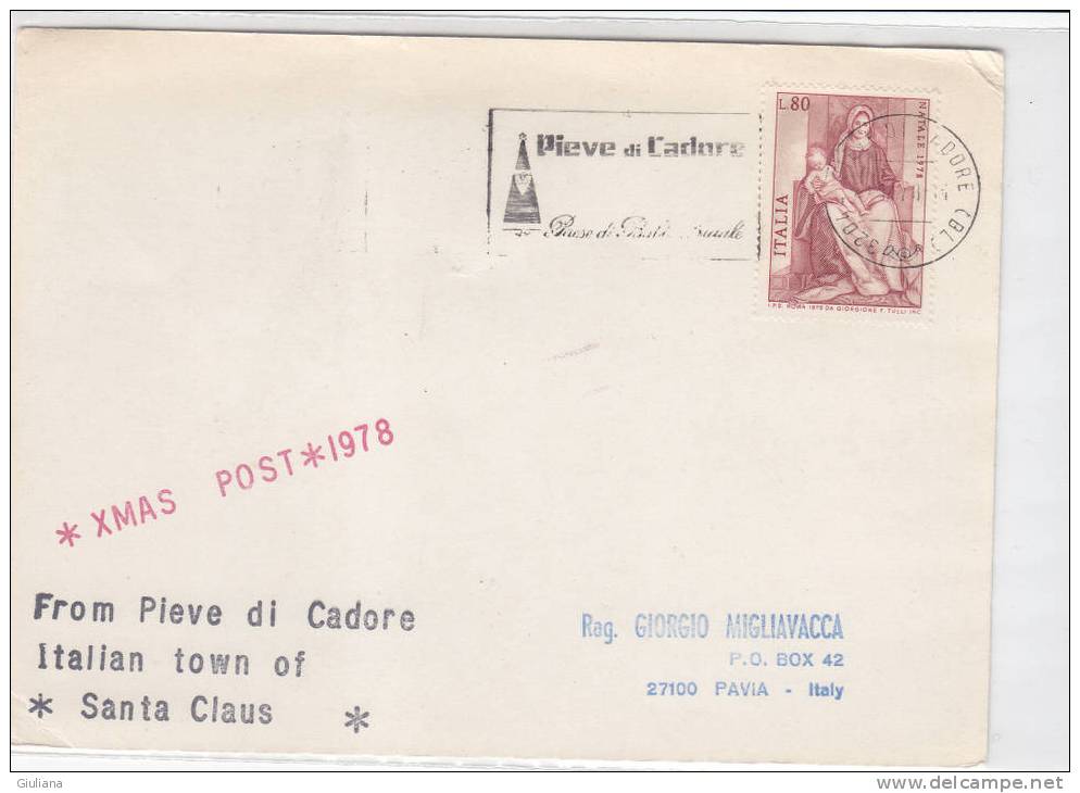 Italia Rep. - Lettera Viaggiata Da Pieve Di Cadore(Italia) A Pavia - 1971-80: Storia Postale