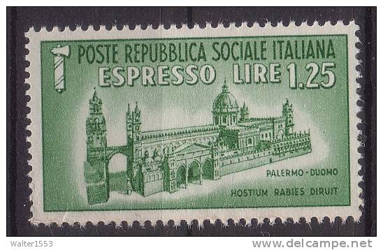 RSI 1944 MONUMENTI DISTRUTTI DUOMO DI PALERMO ** MNH - Posta Espresso