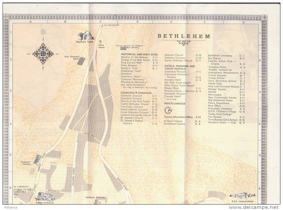 B0395 - Cartina - Map Of  BETHLEM - ISRAELE - 1979/Latin Convent - Mapas Topográficas