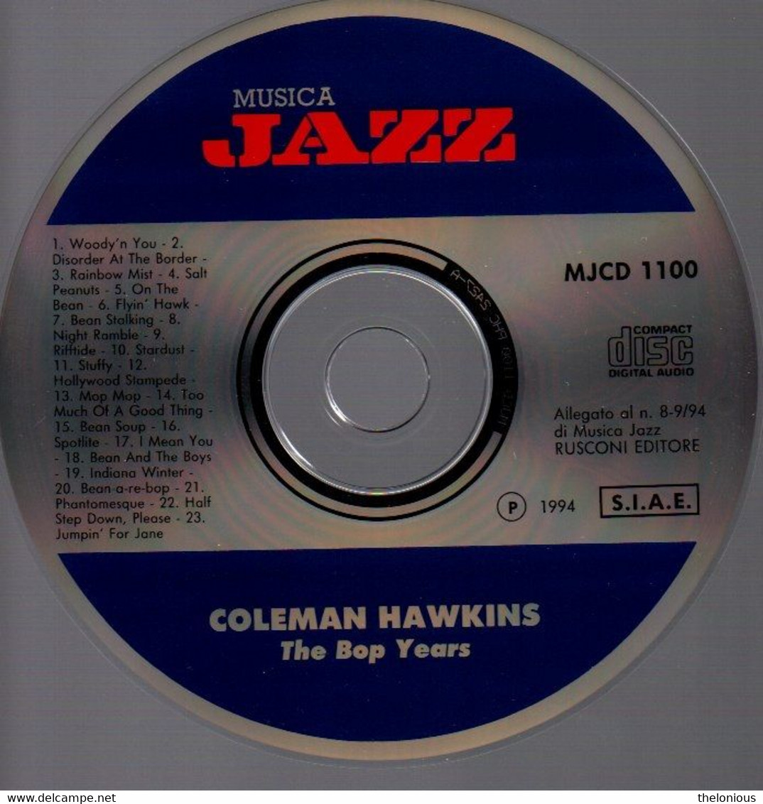 # CD: Coleman Hawkins – The Bop Years - Musica Jazz MJCD 1100 - Jazz