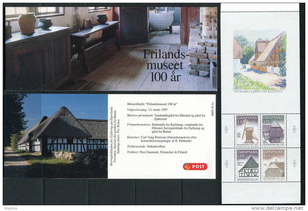 Denmark 1997 - Open Air Museum 100 Years - Complete Booklet With 2 Blocks Of 4 - Postzegelboekjes