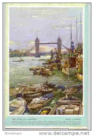 Pool Of London Ships Thames River London Bridge Noel Leaver Postcard Blotter - Other & Unclassified