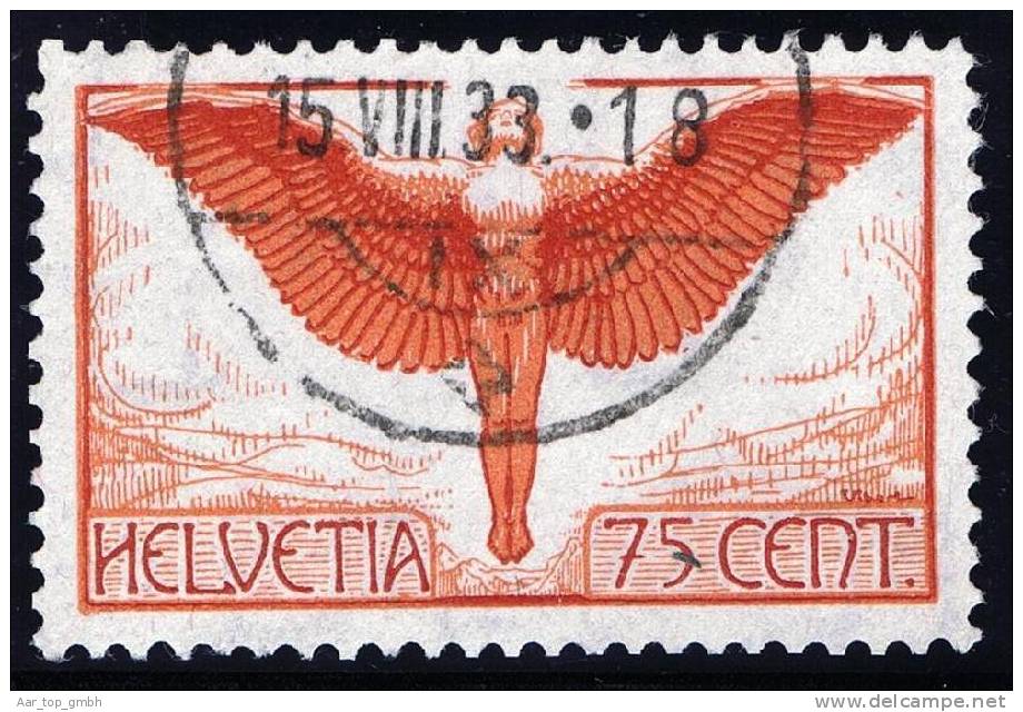 Schweiz Flugpost 1924 Zu#FP11 Mi#190x Gestempelt Ikarus 75 Rp. Orange - Usati