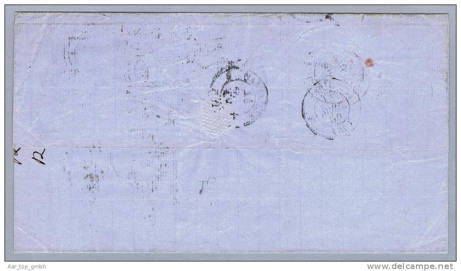 Grossbritanien 1859-04-11 Sunderland Brief Mit Mi#13Zz Four Pence Rosa Nach Marsaille - Storia Postale