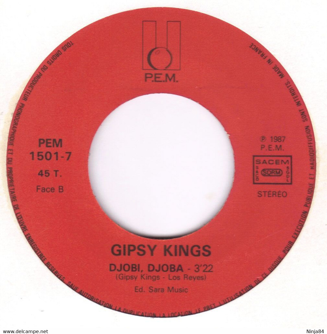 SP 45 RPM (7")  Gipsy Kings  "  Djobi, Djoba  " - Otros - Canción Española