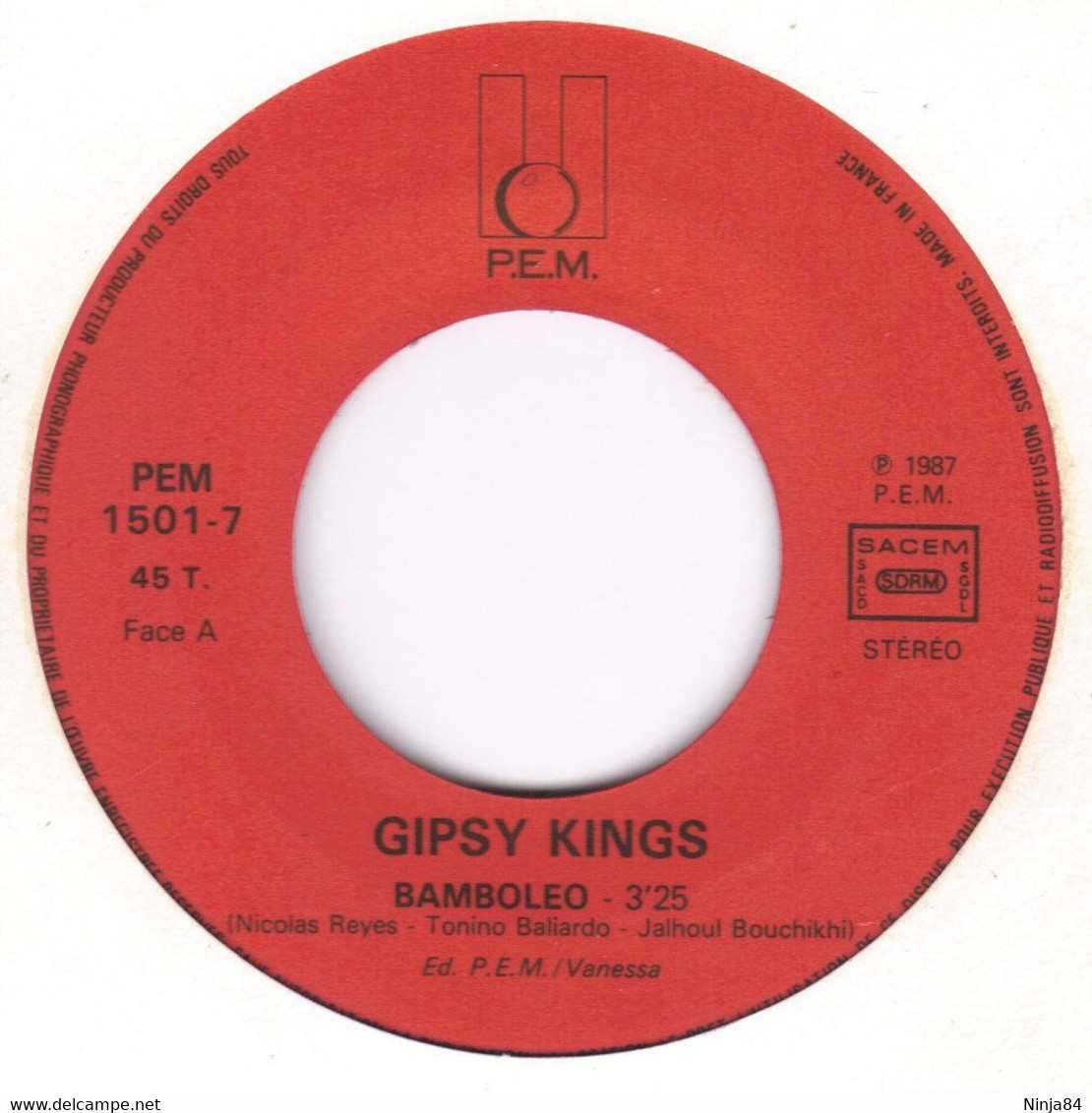 SP 45 RPM (7")  Gipsy Kings  "  Djobi, Djoba  " - Otros - Canción Española