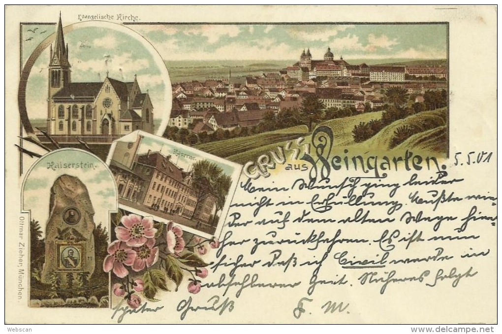 AK Weingarten Mehrbild-Farblitho 1901 #05 - Ravensburg