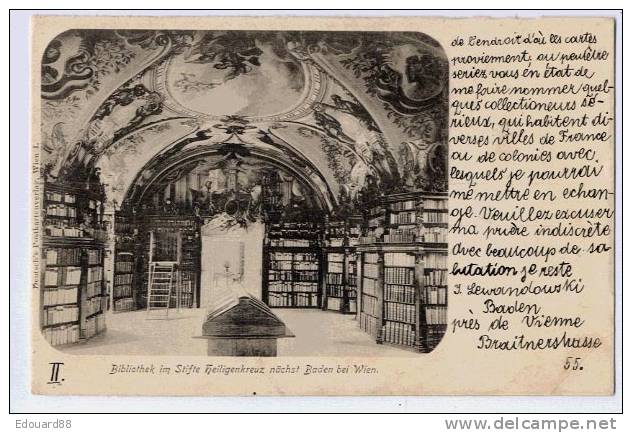 BADEN Bei WIEN  Bibliotheck Im Stifte Helligenkreuz Nächst.... Karte Vostufe 1899 - Sonstige & Ohne Zuordnung