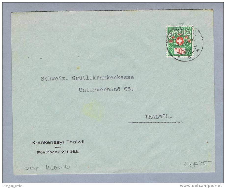 Heimat ZH Thalwil 1931-01-09 Portofreiheit-Brief Gr#822 Krankenasyl Thalwil Zu#12A 2475 Marken Abgegeben - Vrijstelling Van Portkosten