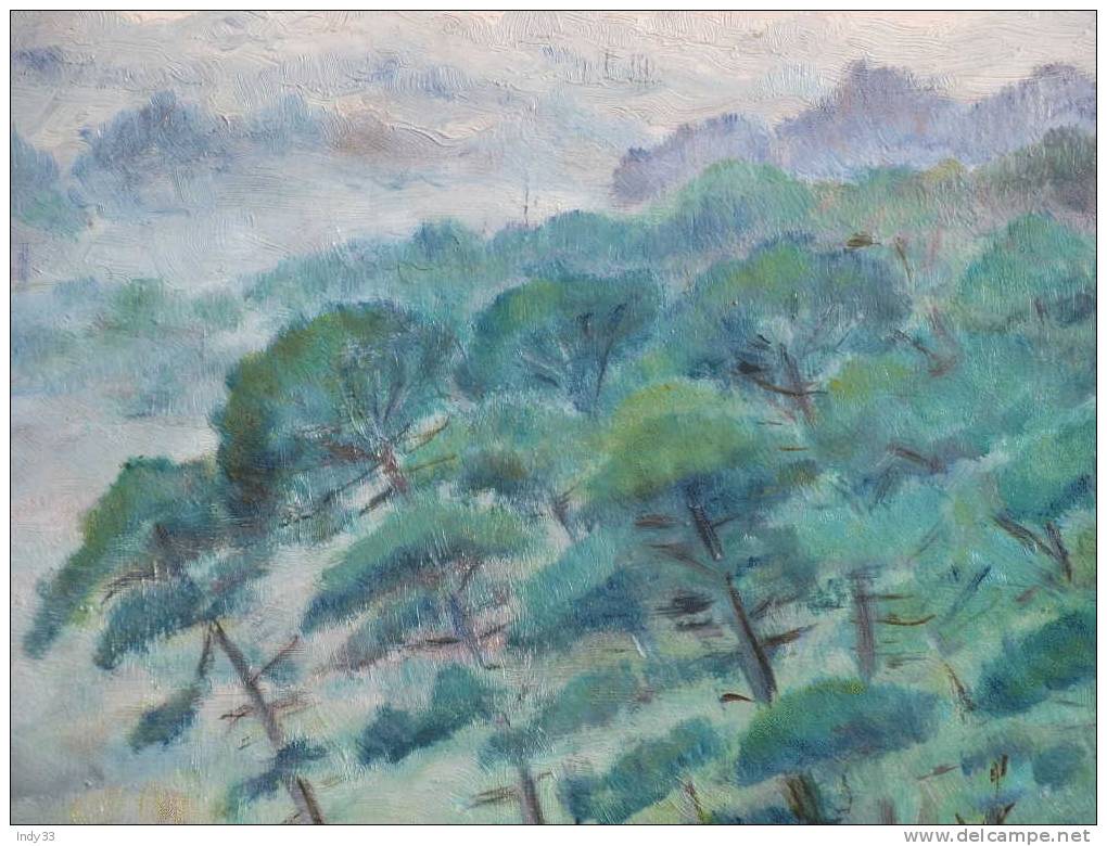 - FORÊT DE PINS . ARCACHON ? . HUILE SUR PAPIER  CONTRE-COLLE SUR PANNEAU  . SIGNEE ET DATEE 1989 EN BAS - Pastelli