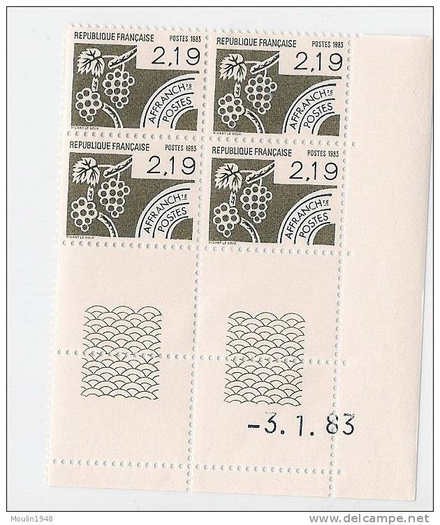 Bloc De 4  YT  180 Automne  Preoblitéré Coin Daté  Du  3-1-83 - 1964-1988