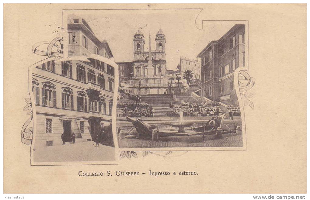 Roma-collegio S.giuseppe-ingresso E Esterno-viaggiata 1915-piazza Di Spagna - Places
