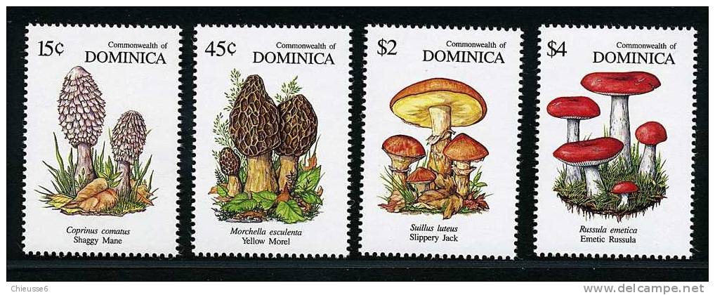 Dominique ** N° 1346 à 1349 - Champignons (7 P48) - Dominica (1978-...)