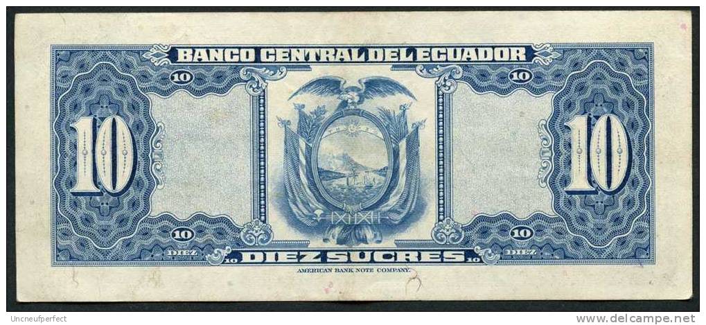 Pick 114a  - 10 Sucres - 1971 - Attention Aux Signatures AUNC !!! N°04506124 Série KY - Ecuador