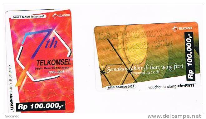 INDONESIA  - TELKOMSEL (GSM RECHARGE) -  LOT  OF 2 DIFFERENT   - USED  -  RIF. 1646 - Indonesia