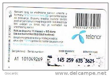 SERBIA - TELENOR  (GSM RECHARGE ) -  200 EXP. 12.07      -  USED °  -  RIF. 3024 - Other - Europe