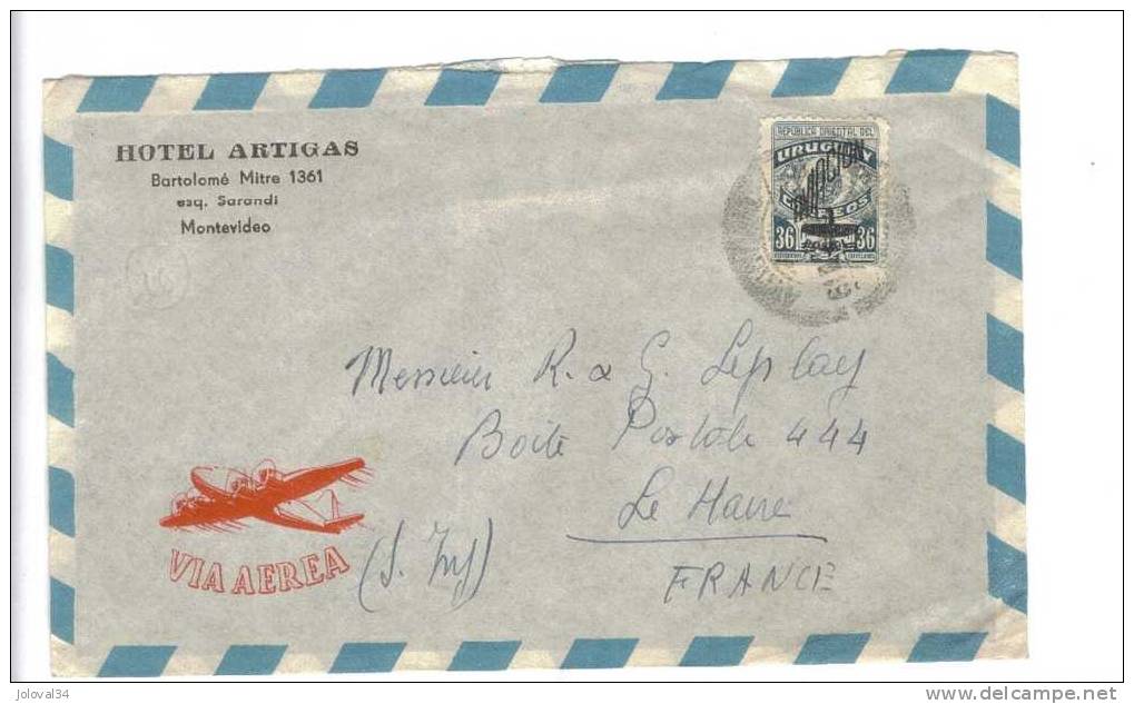 URUGUAY N° 16 - Lettre  Par Avion  Pour LE HAVRE - - Uruguay