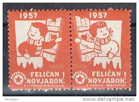 Sellos Esperanto BARCELONA Año 1957. Label Cinderella - Errors & Oddities