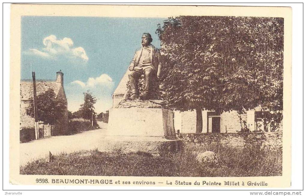 CPA -  50 - BEAUMONT HAGUE Et Ses Environs - La Statue Du Peintre Millet à Gréville - 1948 - Beaumont