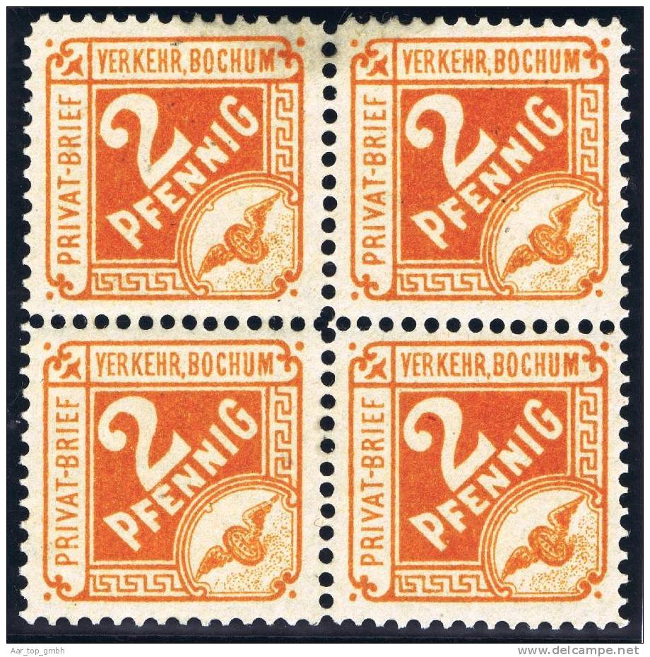 Privatpost Bochum 1887 Mi#6 Viererblock */** - Private & Local Mails