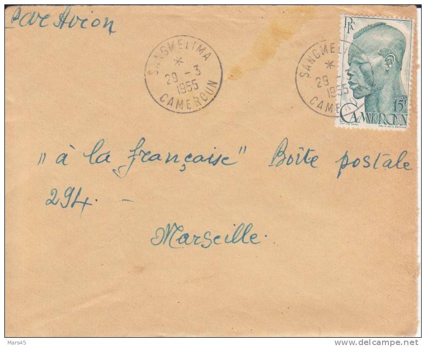 Cameroun,Sangmélima Le 29/03/1955 > France,lettre,Colonies,15 F N°292 - Cartas & Documentos