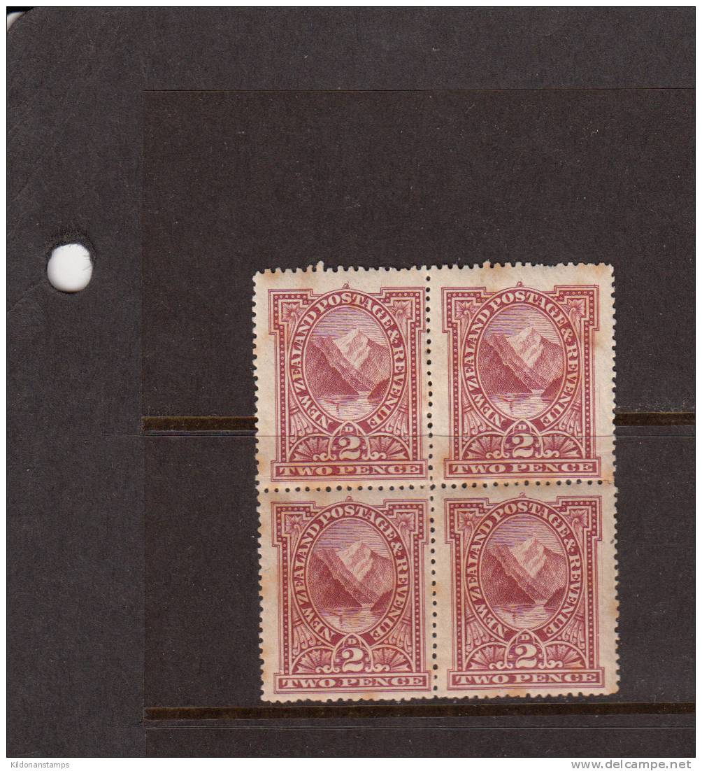 New Zealand 1898 2p Rose Brown, Mint No Hinge, Rust Spots, Block Of 4, Sc# 72 - Ongebruikt