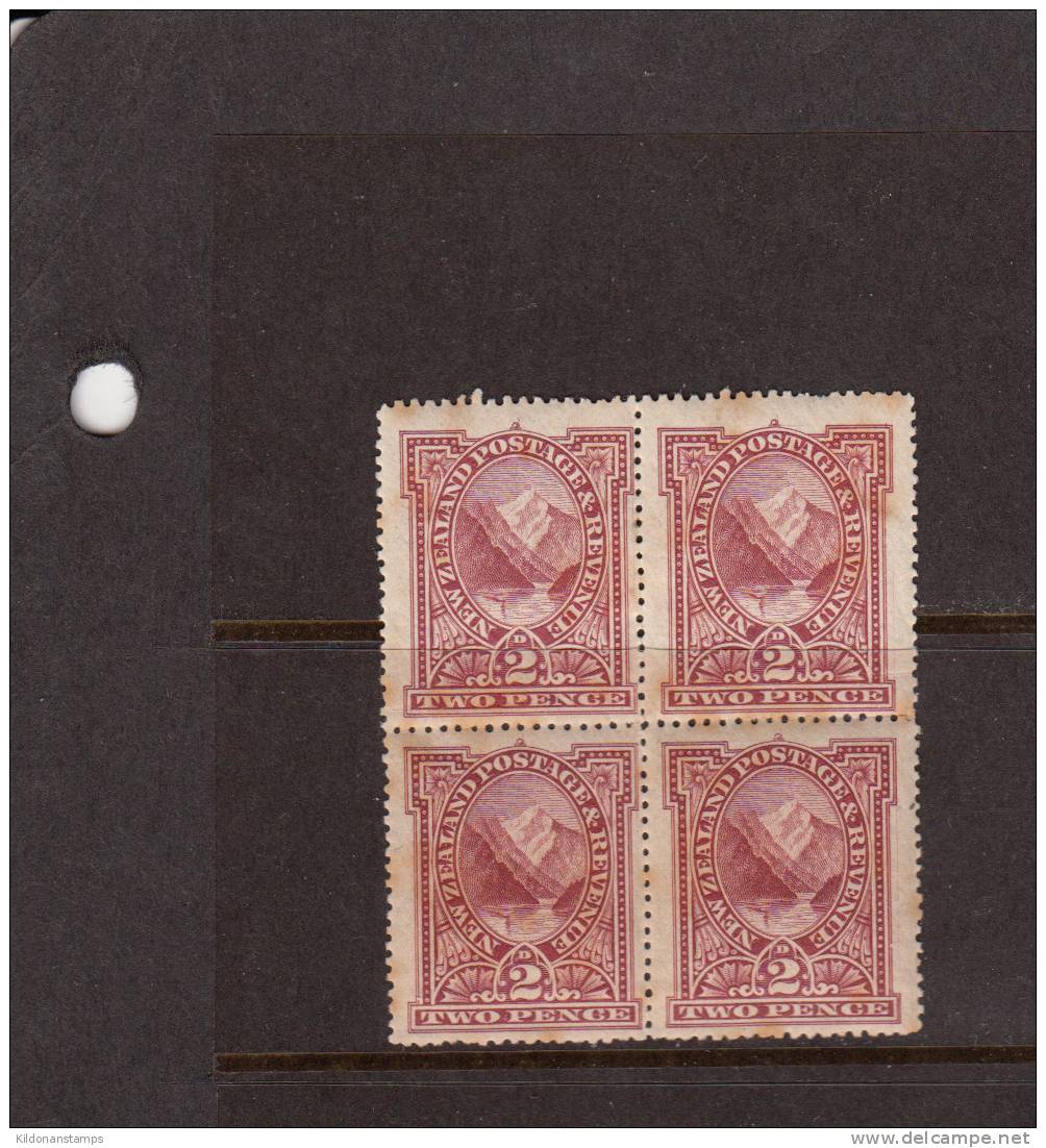 New Zealand 1898 2p Rose Brown, Mint No Hinge, Rust Spots, Block Of 4, Sc# 72 - Nuovi