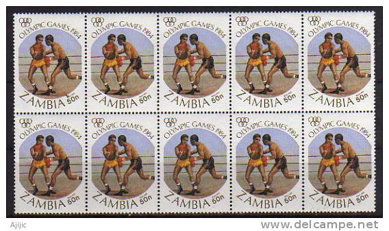 ZAMBIE. Jeux Olympiques De Los Angeles 1984. Bloc De 8 T-p Neufs **. (BOXE) Cote 12.00 € - Zambie (1965-...)