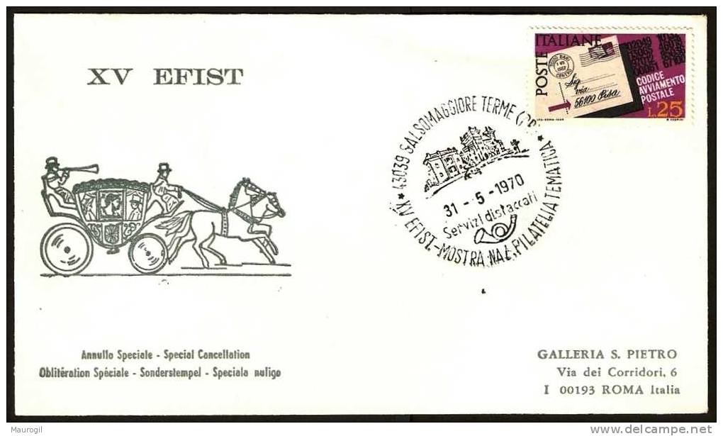 ITALIA SALSOMAGGIORE TERME (PR) 1970 - XV EFIST - MOSTRA NAZIONALE FILATELIA TEMATICA - Briefmarkenausstellungen