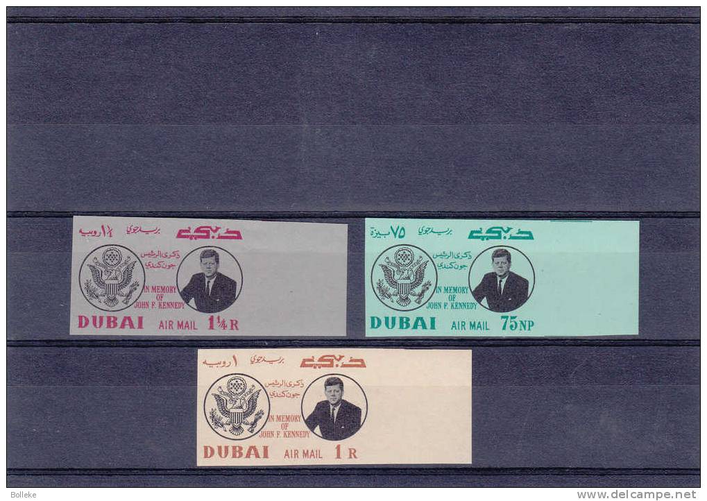 Célébrités - Kennedy - Dubai - Yvert 113 / 15 ** - Michel  54 / 56A  °° - MNH - NON Dentelés - Dubai