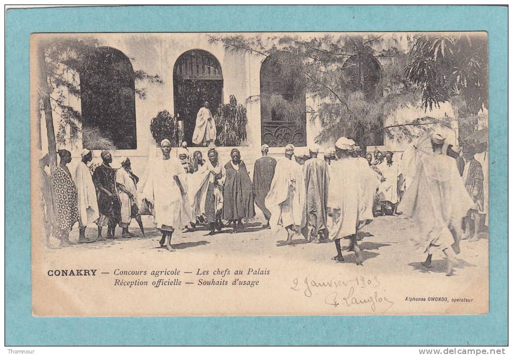 KONAKRY - CONCOURS AGRICOLE - Les Chefs Au Palais . Réception Officielle  - 1903 -  BELLE CARTE PRECURSEUR  ANIMEE  - - Guinée