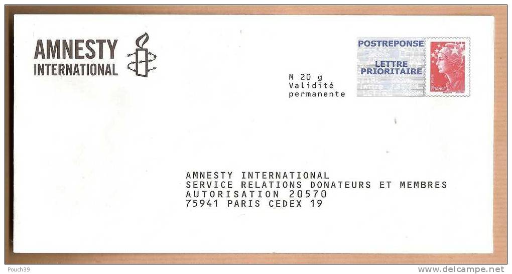 PAP Réponse Amnesty International. Validité Permanente. Autorisation 20570.   08P430 - Prêts-à-poster:Answer/Beaujard