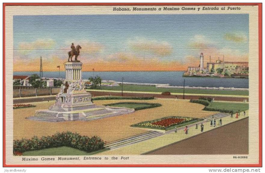 E067, Habana , Monumento A Maximo Gomez Y Entrada Al Puerto , Havana , 9A-H2092 , Non Circulée - Kuba