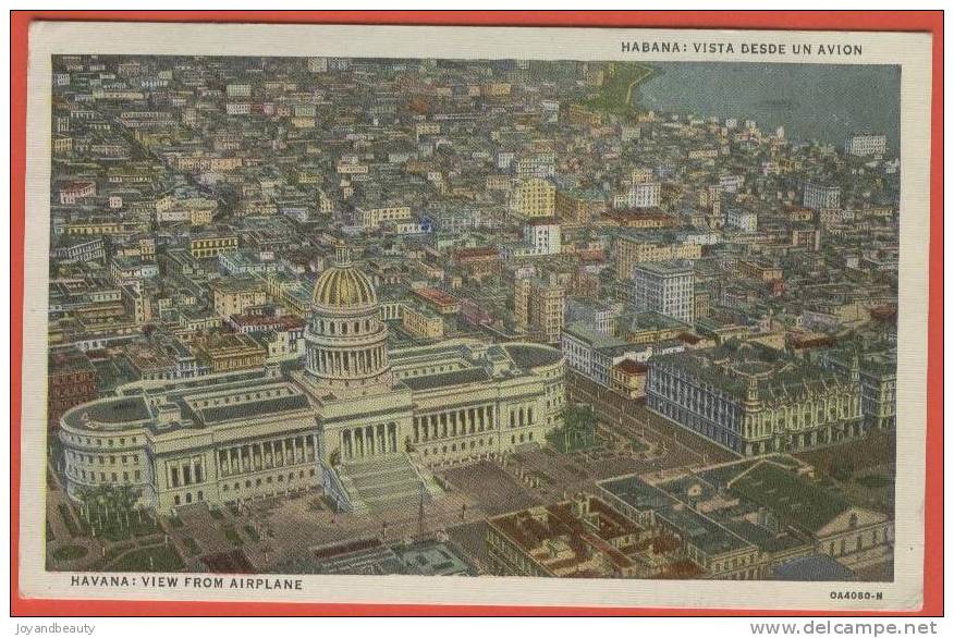 E075, Habana , Vista Desde Un Avion ,View From Airplane , Havana , 0A4080-N , Circulée  1949 - Kuba