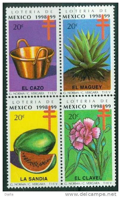 Mexique, Mexico 1998-1999, Anti-tuberculosis, Pastèque, Watermelon MNH ** - Autres & Non Classés