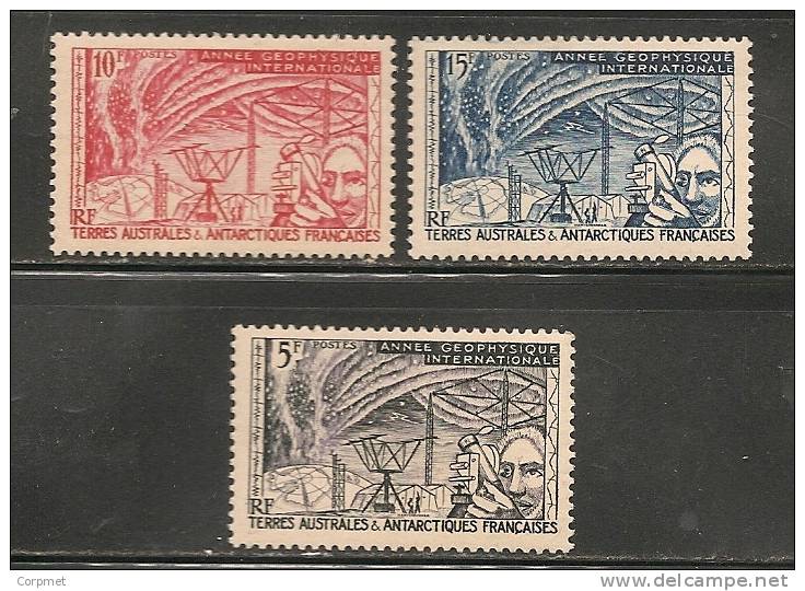 TERRES AUSTRALES ET ANTARCTIQUES FRANCAISES - ANNÉE GÉOPHYSIQUE INTERNATIONALE - TELEGRAPH - Yvert # 8/10 - MINT LH - Unused Stamps