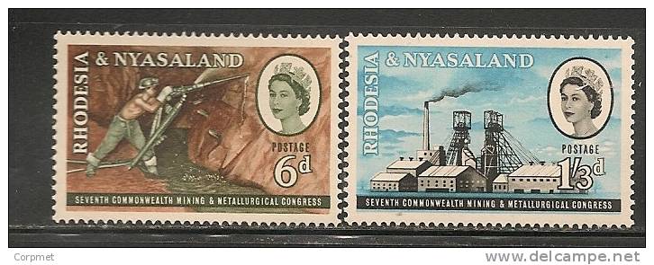 RHODESIA & NYASALAND - 1961 MINING And METALLURGICAL CONGRESS Yvert # 39/40 - MINT LH - Rhodésie & Nyasaland (1954-1963)