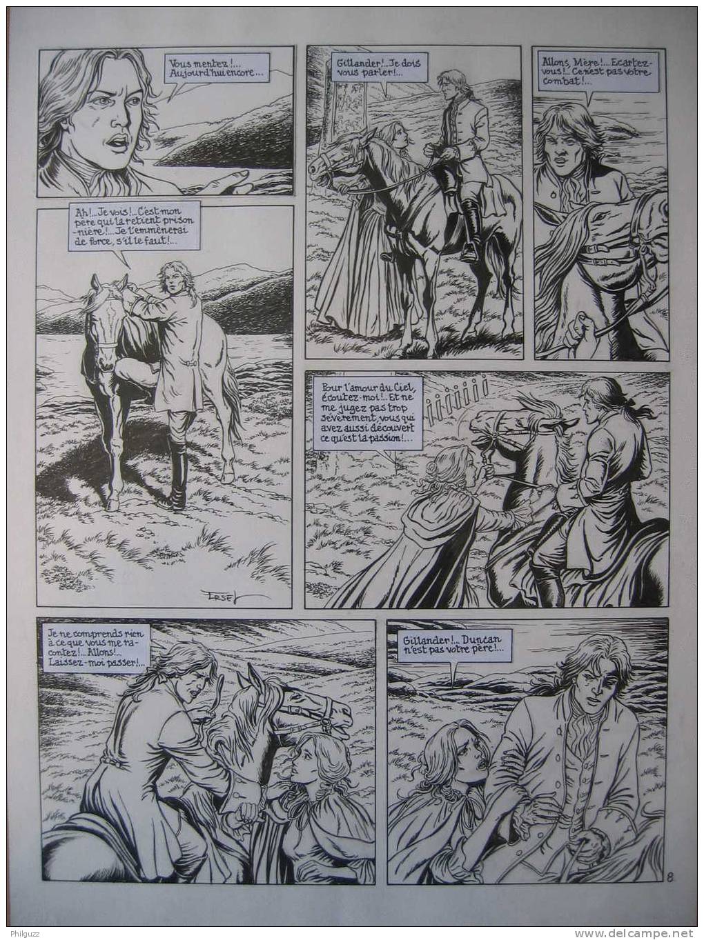 PLANCHE ERSEL CLAYMORE Planche 8 Tome 2 Comme Des Loups Affamés - 2000 - Disegni Originali