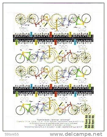 Bulgaria  / Bulgarie  2009 Bicycles - Sheet Of 4 Sets - MNH** - Wielrennen