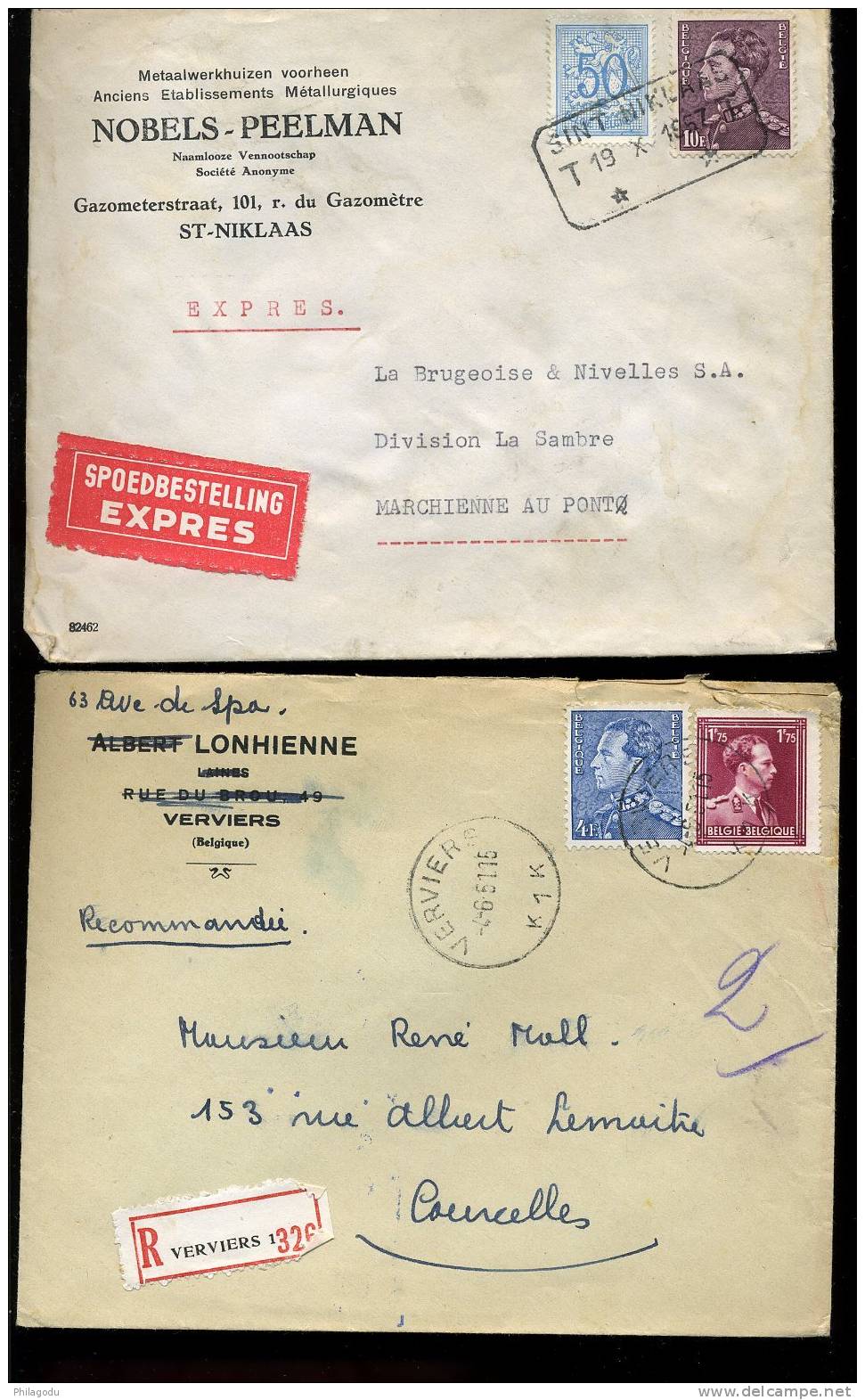 4 Lettres Exprès, Ordin Et Recommandées Poortman 1952-1957  Avec Flamme TELEVISION - 1936-51 Poortman