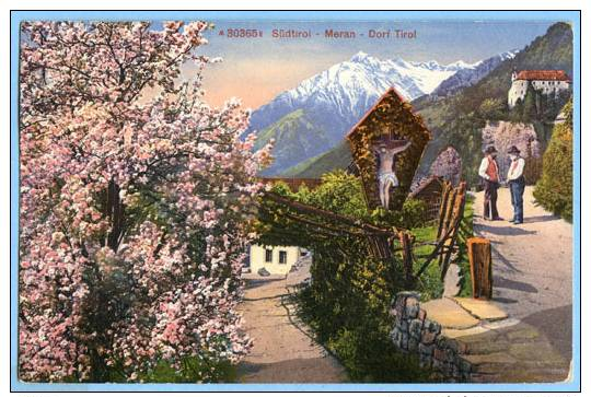 STORIA POSTALE 1913 TERRITORI IRREDENTI SUDTIROL AMBULANTE MERAN - BOZEN 288 CARTOLINA ILL.  ...VEDI DESCRIZIONE (CC151) - Marcofilía