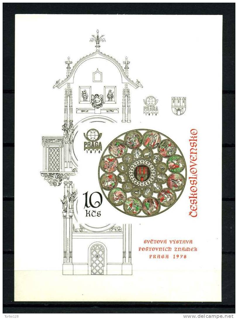 TCHECOSLOVAQUIE 1978 B.F. N° 43a ** Non Dentelé Neuf Ier Choix. Sup.  Cote: 70 € (Praga 1978. Horloge Astronomique) - Blocks & Sheetlets