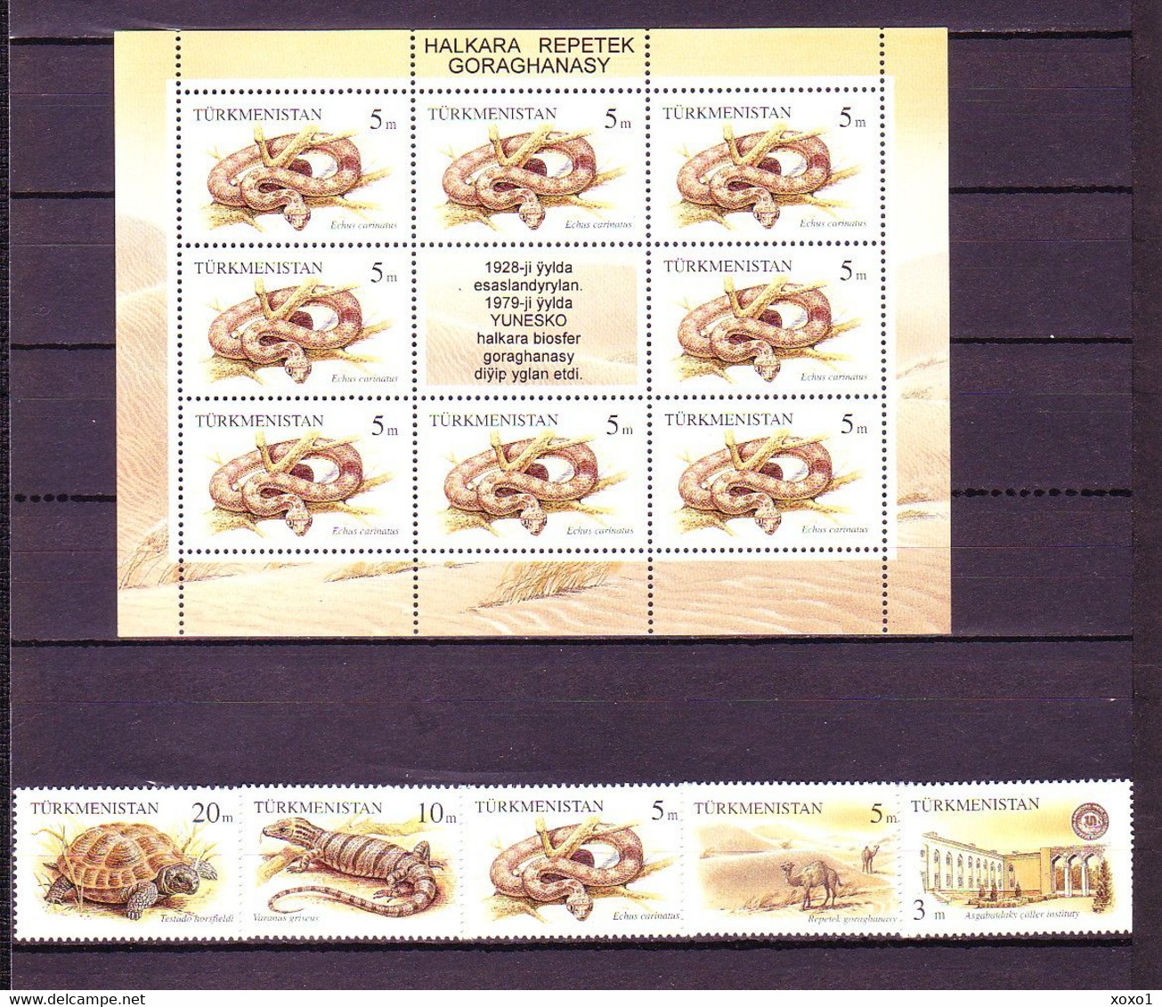 Turkmenistan 1994 MiNr. 41 - 45 Reptilien Repetek Nature Reserve 5v + M\sh MNH** 16,00 € - Snakes