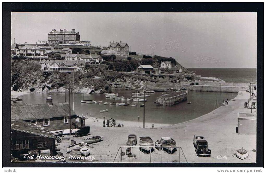 RB 678 - Unusual View Real Photo Postcard Cars & The Harbour Newquay Cornwall - Newquay