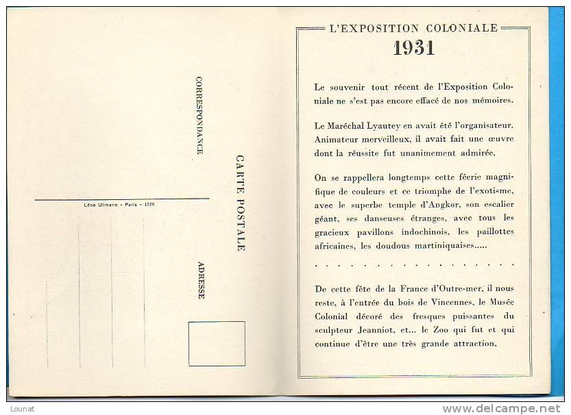 Les EXPOSITIONS UNIVERSELLES De Jadis Et De Naguère L'exposition Coloniale De1931 Edité Par F.Hoffmann-La Roche Et Cie - Expositions