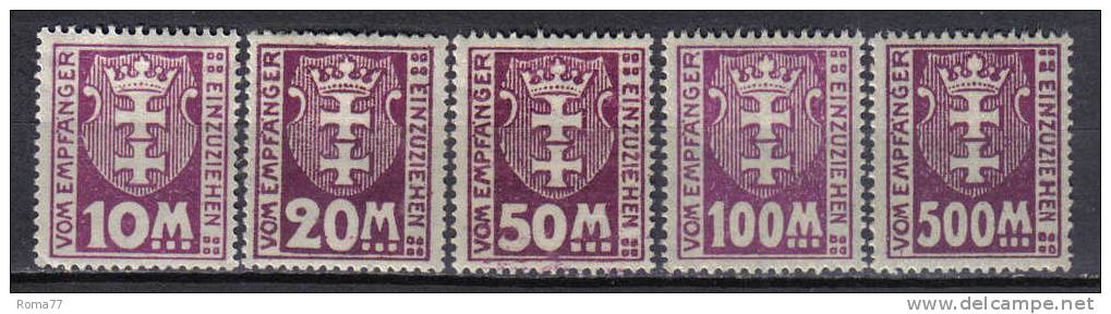 SS5960 - DANZICA 1921 ,  Segnatasse  Serie N. 15/19  *  Mint . - Sonstige & Ohne Zuordnung