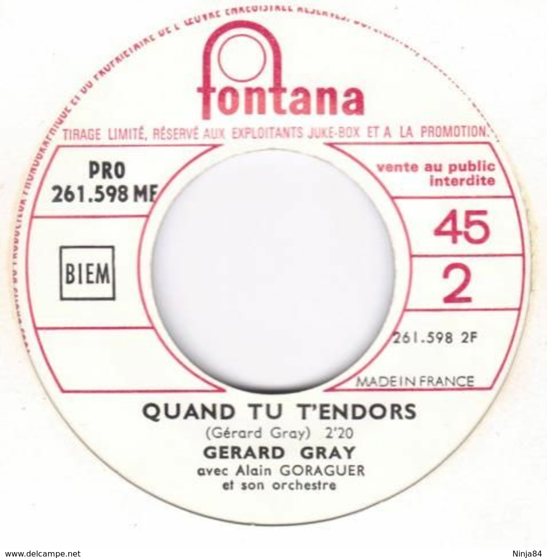 SP 45 RPM (7")   Gérard Gray / Alain Barrière " Te Dire "  Juke-box Promo - Ediciones De Colección