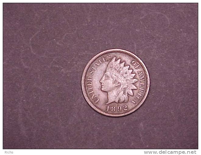 1892 Indian Head Cent - 1859-1909: Indian Head